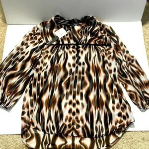 Ro & De sheer animal print top NWT size XS